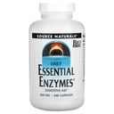 Source Naturals Essential Enzymes 500mg Bio- Aligned Multiple Supplement Herbal Defense for fordøjelse, Gas & Forstoppelse Relief & Daglig fordøjelsessundhed - Stærk immunsystem support - 120 VegiCaps