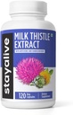 Stay ALIVE Milk Thistle Supplement med Mælkebøtte Root og Artichoke Extract, 80% Silymarin Complex, 120 piller, 100% Pure Artichoke Leaf Extract Powder, Non- GMO & Gluten- Free Herbal Capsules