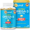 Qunol Omega 3 Fish Oil Mini Softgel, 1000mg Ultra Pure Fish Oil, Heart Health Support, Omega 3 DHA Kosttilskud, Lemon Flavor, 2 Måned Supply, 120 Greve