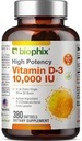 biophix vitamin D-3 10000 IE 380 Softgel - høj potens i ekstra jomfru olivenolie uden GMO soy- gratis støtter stærke knogler immunforsvar