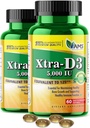 America Medic & Science Xtra D3 Vitamin D 5,000 IU (125 mcg)Cholecalciferol Supplement for Men & Women(120Easy to Swallow Softgels) 2pack|Best for Bone,Heart Health,Immune System Support,Lung Function