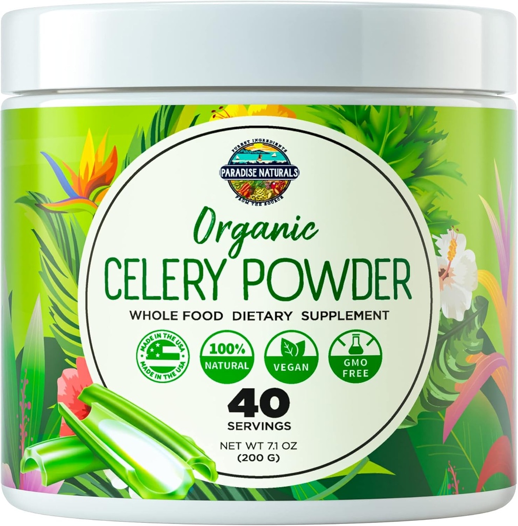 Økologisk Selleri Juice Powder (40 Servere) Understøtter Gut Sundhed, Detox Juice Cleanse, Boost Energy Nivels & Immunsystem, Green Juice Powder, Powended Green, Colon & Body Detox Rengøring for kvinder Mænd