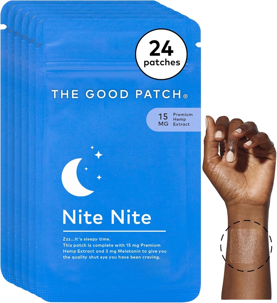 Den gode patch nite nite søvn patch støtte med Hamp og Melatonin, Vedvarende udgivelse, Natural Patch, Plant drevet Wellness (24 Total Patches)