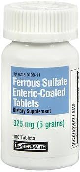 Ferrosulfate 325mg enterik- overtrukne tabletter 100 Tælling