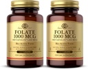 Solgar Folate 1000 mcg - 120 Tablets, 2 Pack - 1000 mcg Bio- Active Metafolin - Vegan, Gluten Free, Dairy Free, Kosher - 240 Total Servering