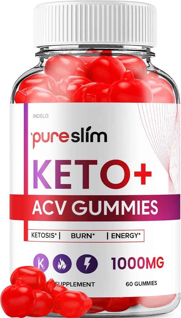 Pure Slim Keto ACV Gummies - Advanced Formel PureSlim Keto Plus ACV Gummies Apple Cider Vinagar Pure Slim ACV Gummies Kosttilskud Anmeldelser Mænd Kvinder (60 Gummies)