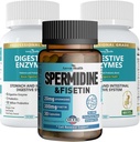Spermidin & Fisetin Longevity Bundle: 20mg Spermidin + 300mg Fisetin + fordøjelsesenzymer for Gut Health - Aging Defense, Cell Fornyelse, & fordøjelsesbesvær for mænd og kvinder