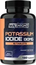 Kaliumisodid 130 mg, non- GMO, kosttilskud, 180 tabletter, op til 6 måneders forsyning, kaliumisodidpiller, YODO Naciente, Lavet i USA