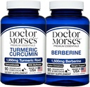 Dr. Morses gurkemeje 1950mg & Berberine 1500mg Bundle - Fælles støtte, sund stofskifte, og immunboost med BioPerine & Ceylon kanel, FDA- Registreret, NSF- Certificeret 90 kapsler