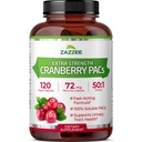 Zazzee Cranberry PAC, 72 mg PAC per kapsel, 2X Styrke, 100% Opløselig, 120 Vegan Kapsler, 50: 1 Uddrag, 18. 200 mg Styrke, Fast- Action- Action- Active, Effektiv Urinary Tract Support, Made in USA
