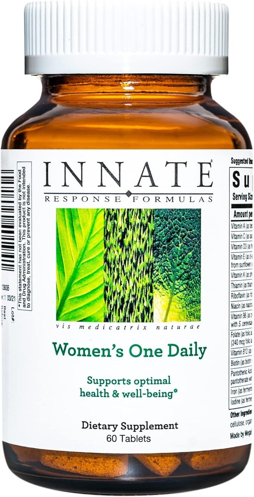 Innate Response Formulas Women 's One Daily Multivitamin for Women - understøtter optimal sundhed og velvære - Vegetarisk, ikke-GMO, og Kosher - Made without 9 Food Allergens - 60 tabletter