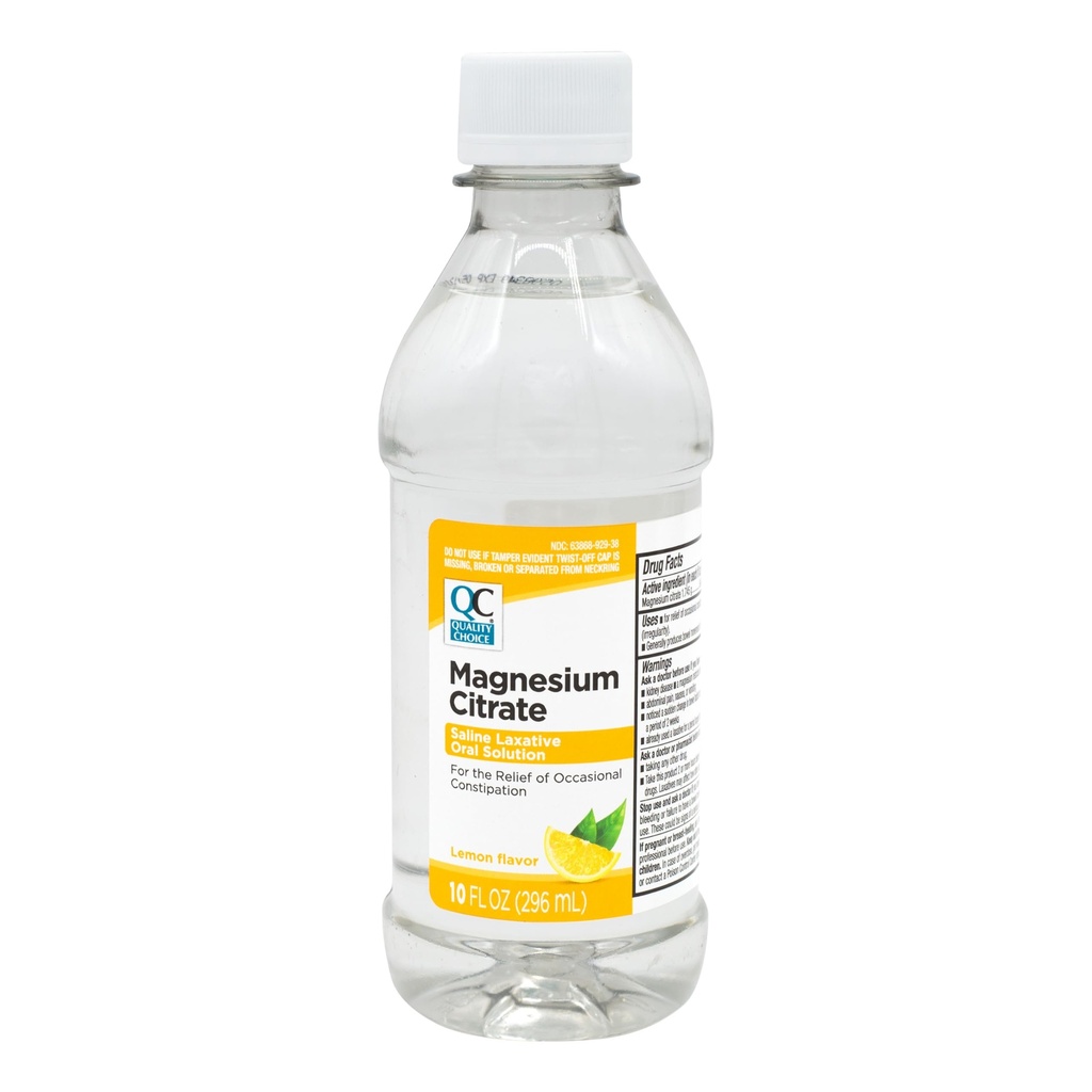 Quality Choice Magnesium Citrate Oral Solution, 10oz - Lemon Flavored Saline Laxative, Supplement for lejlighedsvis Obstipation Relief, Mag Citrate er en blid og effektiv Laxative for regelmæssighed