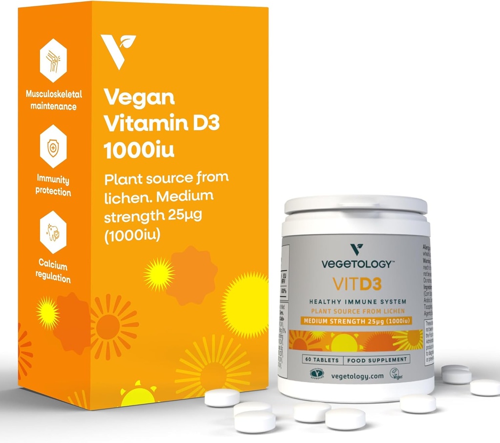 Chewable Vitamin D3 Tablets – High Strength 62.5µg 2,500IU Vitamin D3 Cholecalciferol – Vegan Gluten Free VIT D3 Vitamin Supplements (60Ct)