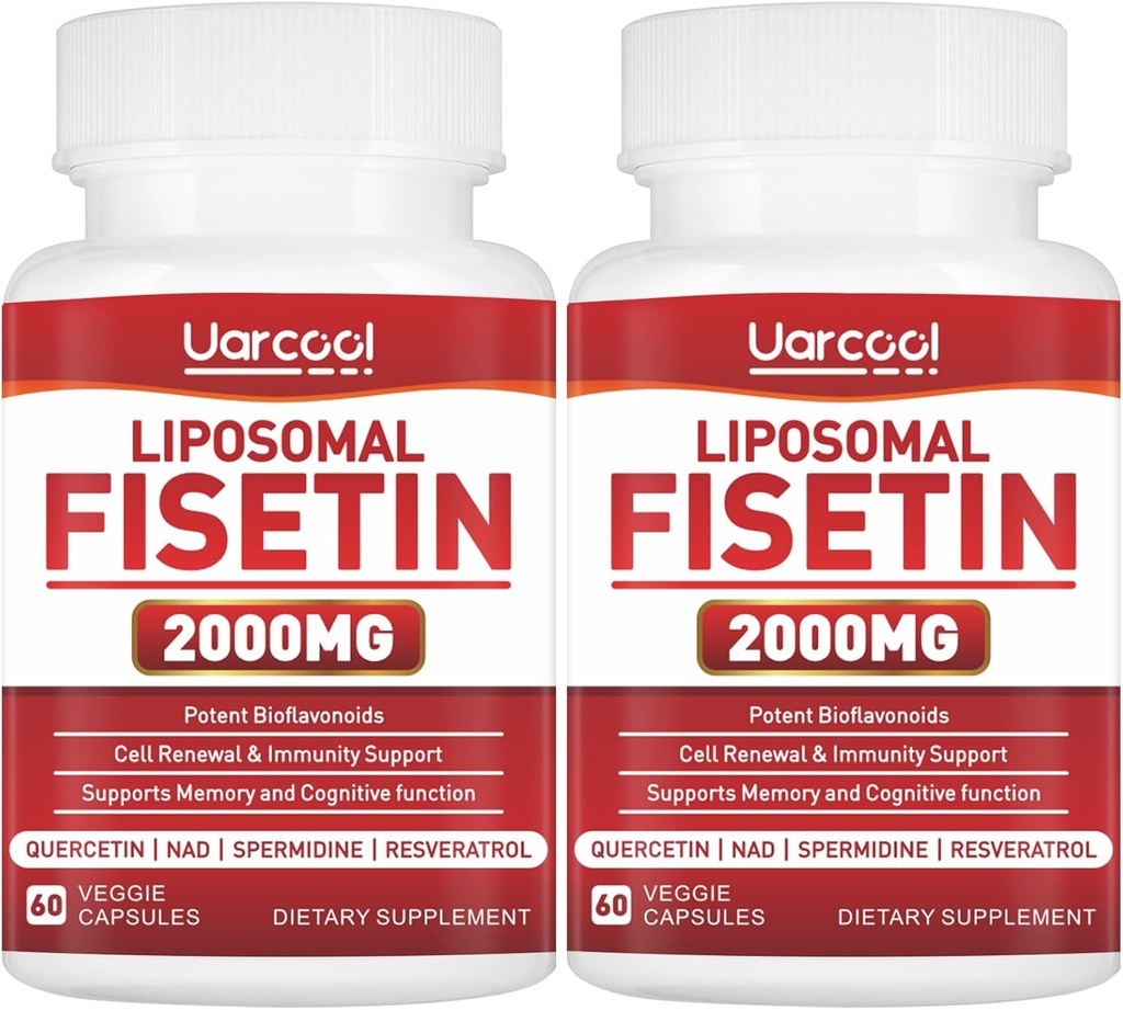 Fiskein Supplement 2000mg for sund aldring og lang levetid, hud sundhed, hjerne - soja fri, vegetar - 60 Softgels (2 flasker)