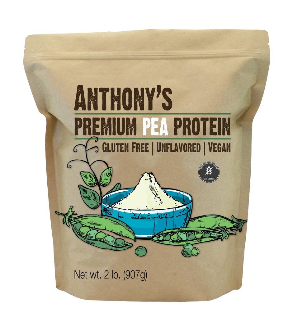 Anthony 's Premium Pea Protein, 2 LB, Plant Based, Gluten Free, Unflavored, Vegan, Keto Friendly, Made from Peas