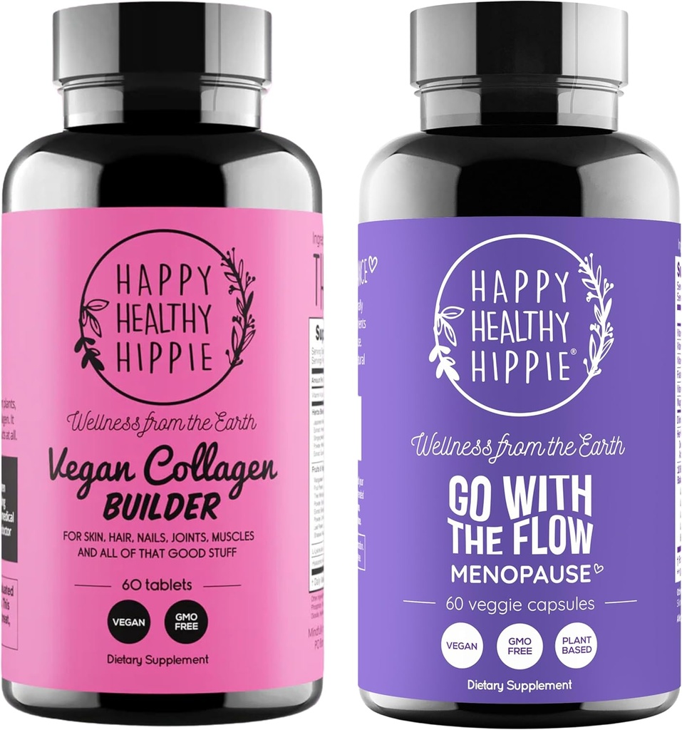 Happy Sund Hippie Gå med Flow Menopause Support & Vegan Collagen Builder Collagen piller