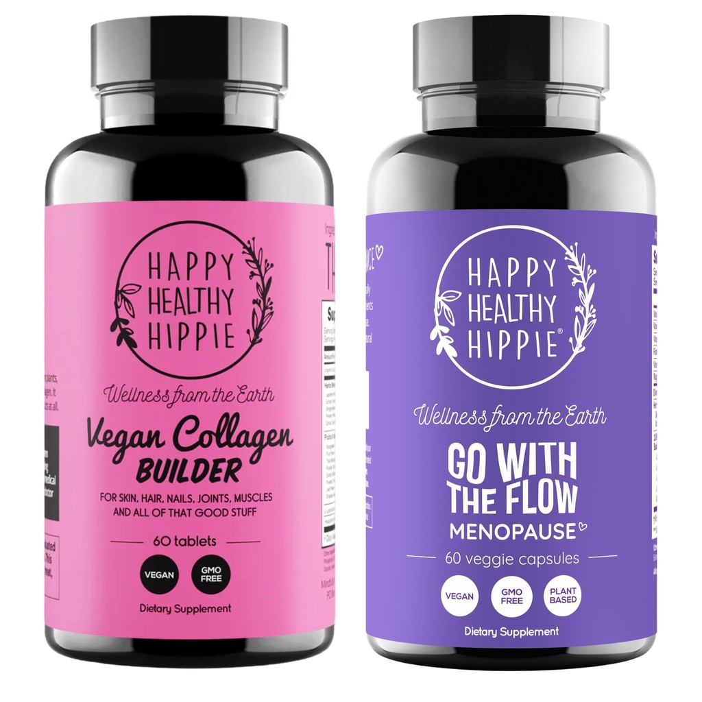 Happy Sund Hippie Gå med Flow Menopause Support & Vegan Collagen Builder Collagen piller