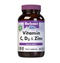 BlueBonnet Nutrition Vitamin C, D3 & Zink, immunforsvar *, Non- GMO, Kosher Certified, Gluten- Free, Soy- Free, Dairy- Free, 50 Vegetabilske kapsler, 50 Servere