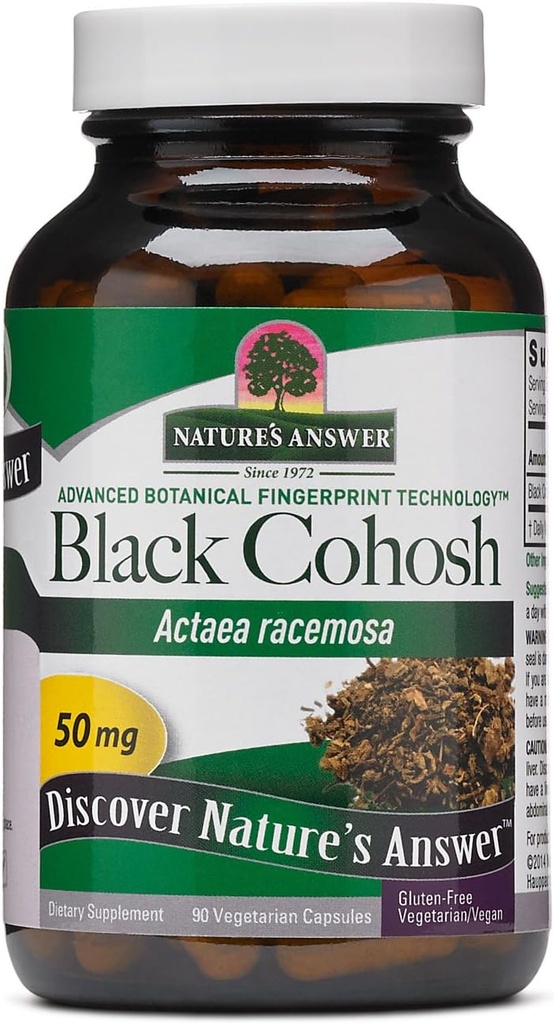 Nature Svar Black Cohosh Root Powder 50mg 90 Vegetarian Capsules Name 124; Menopausale Support # 124; Hot Flash Relief # 124; Fremme af fertilitet