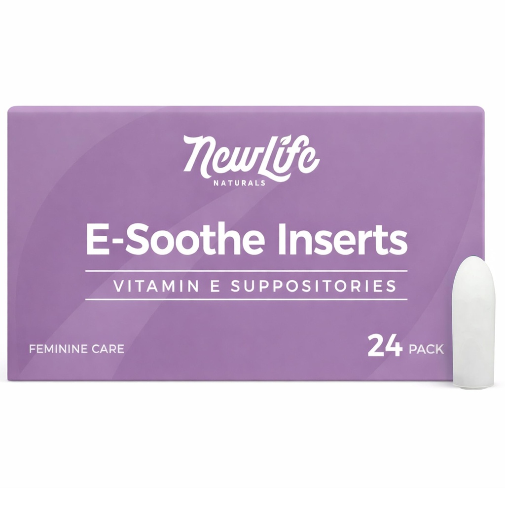 NewLife Naturals Vitamin E Suppositorier 38IE - Vaginal Tørhed Irritation Menopause Atrofi Relief - Alle naturlige østrogen gratis feminin pleje - 24 indsats