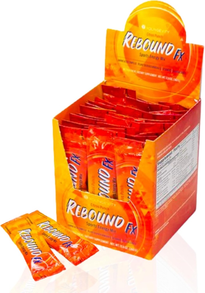 Youngevity Rebound FX ™ Citrus Punch On- The- Go Stick Packs - 30 Count Box - Sport Energy Drikke med vitaminer, aminosyrer, og elektrolyter - Naturlig Koffein - Understøtter hydrering og inddrivelse