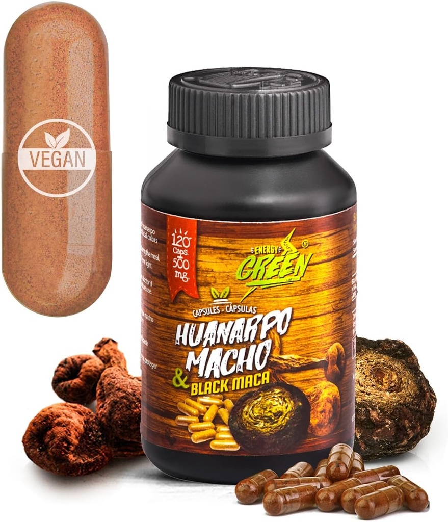 Black Maca Root og Huanarpo Macho Capsules l 100% Natural Energizer og Booster l Immun Support til mænd (1500mg per servering) l Mandlig sundhed supplient l Andes