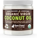Raw Paws Organic Virgin Coconut Oil for Dogs & Cats, 8-oz - Understøtter immunsystem, fordøjelse, oral sundhed, Thyroid - Alle naturlige allergier Relief for hunde - Hairball Relief
