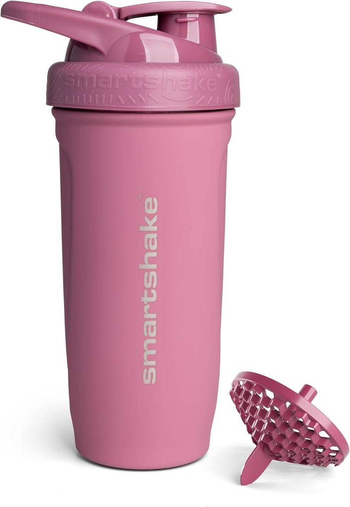 Smartshake Reforce rustfrit stål Protein Shaker Flaske - Ikke isoleret Unisex Gym Flaske Budd124; Metal Shaker Flasker - 900 ml Budd124; 30 oz - Bladsikker Screw- On Lid - DEHP & BPA Free (Deep Rose)