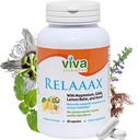 Relaaax - med Magnesium, GABA, L- Theanin, Lemon Balm, Understøtter Mood, Afslapning, Spænding, Hjælper Opnå rolig & Afslappet Mind, Non- GMO, Vegan, 60 Caps