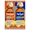 VICKS DayQuil & NyQuil SEVERE Honey Flavor Co- Pack, Cold & Flu Medicin, Relieves Hovedpine, Fever, Sore Hals, Minor Aches & Pains, Nasal Congestion, Sinus Tryk, Stuffy Næse, og Hough, 2x12oz