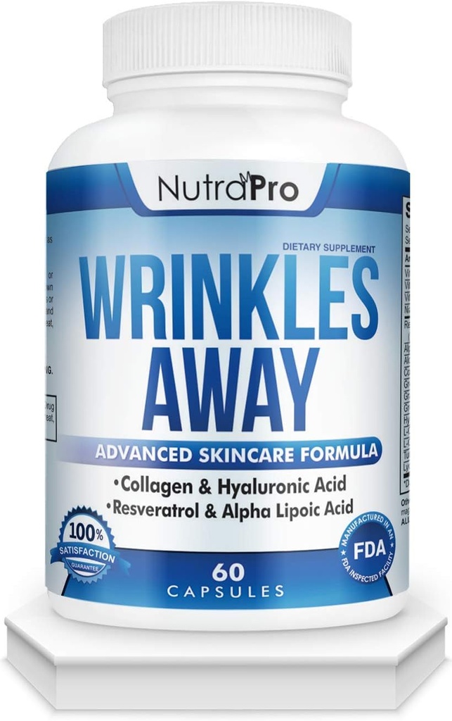 NutraPro Anti Wrinkle and Ageless Skin Vitamins - Dermal Repair Complex for Skin Repair with Collagen & Resveratrol & Alpha - Lipoic Acid & Hyaluronic Acid Supplement to Renew Skin