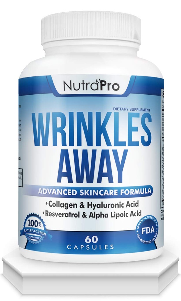 NutraPro Anti Wrinkle og ageløse hudvitaminer - dermal reparation kompleks til hud reparation med Collagen & Resveratrol & Alpha - Liposyre & hyaluronsyre supplement til Renew hud