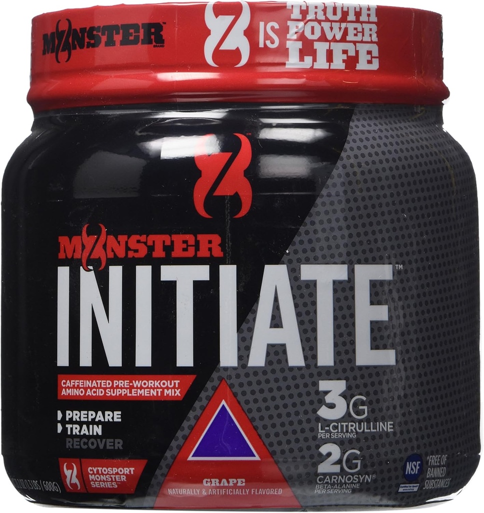 Cytosport Monster Initiate Nutritional Drink, Pre Workout Powder, Grape Flavored, 600 Gram (30 Servings)