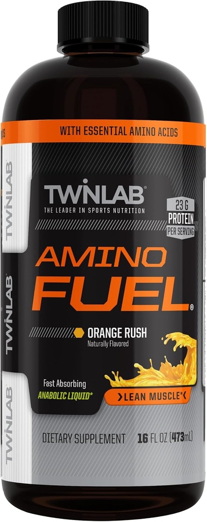 Twinlab Amino Fuel - Pre- Workout og Post- Workout Energy Drink & Supplement -16 fl oz, Orange Rush