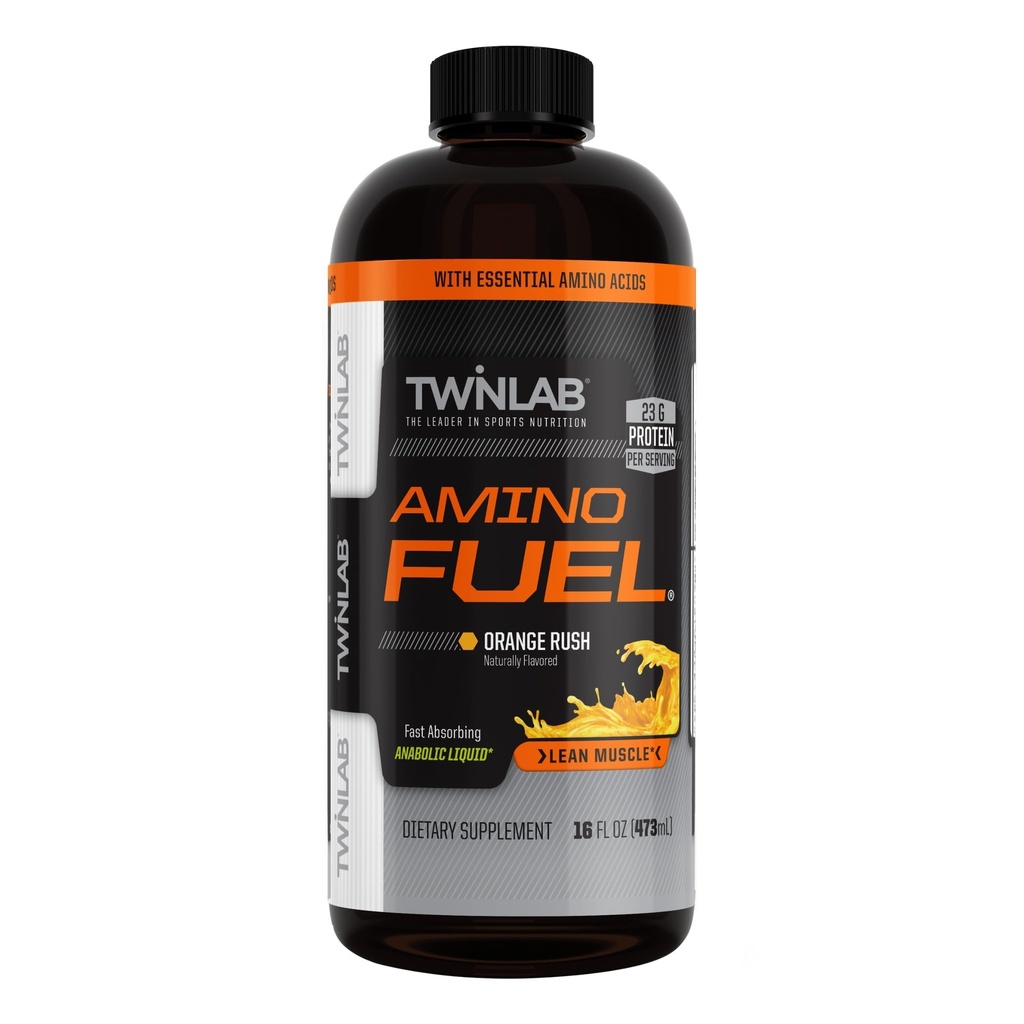 Twinlab Amino Fuel - Pre- Workout og Post- Workout Energy Drink & Supplement -16 fl oz, Orange Rush