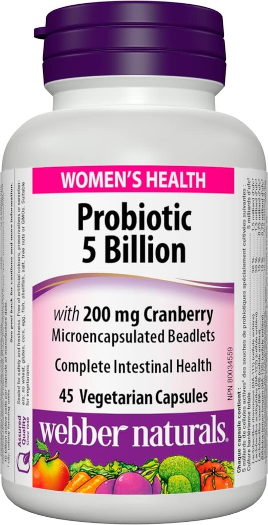 Webber Naturals Women 's Multi Probiotic med Tranebær, 45 kapsler