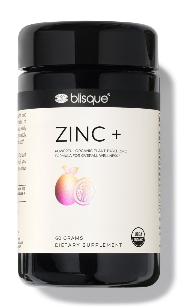 Blisque - Økologisk Zink supplement Sourced fra Guava Leaf 124; for immunforsvar, forsvar og Boost Budd124; med Ashwagandha, Aloe Vera, Ginger, og gurkemeje Budding124; Vegan Budding124; Powder Budding124; 60 Grams
