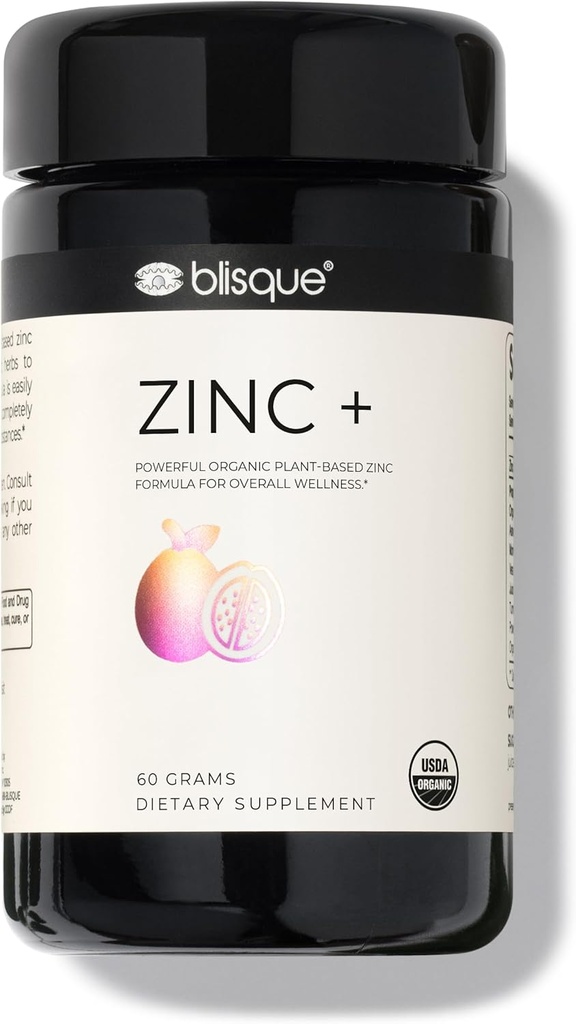 Blisque - Økologisk Zink supplement Sourced fra Guava Leaf 124; for immunforsvar, forsvar og Boost Budd124; med Ashwagandha, Aloe Vera, Ginger, og gurkemeje Budding124; Vegan Budding124; Powder Budding124; 60 Grams