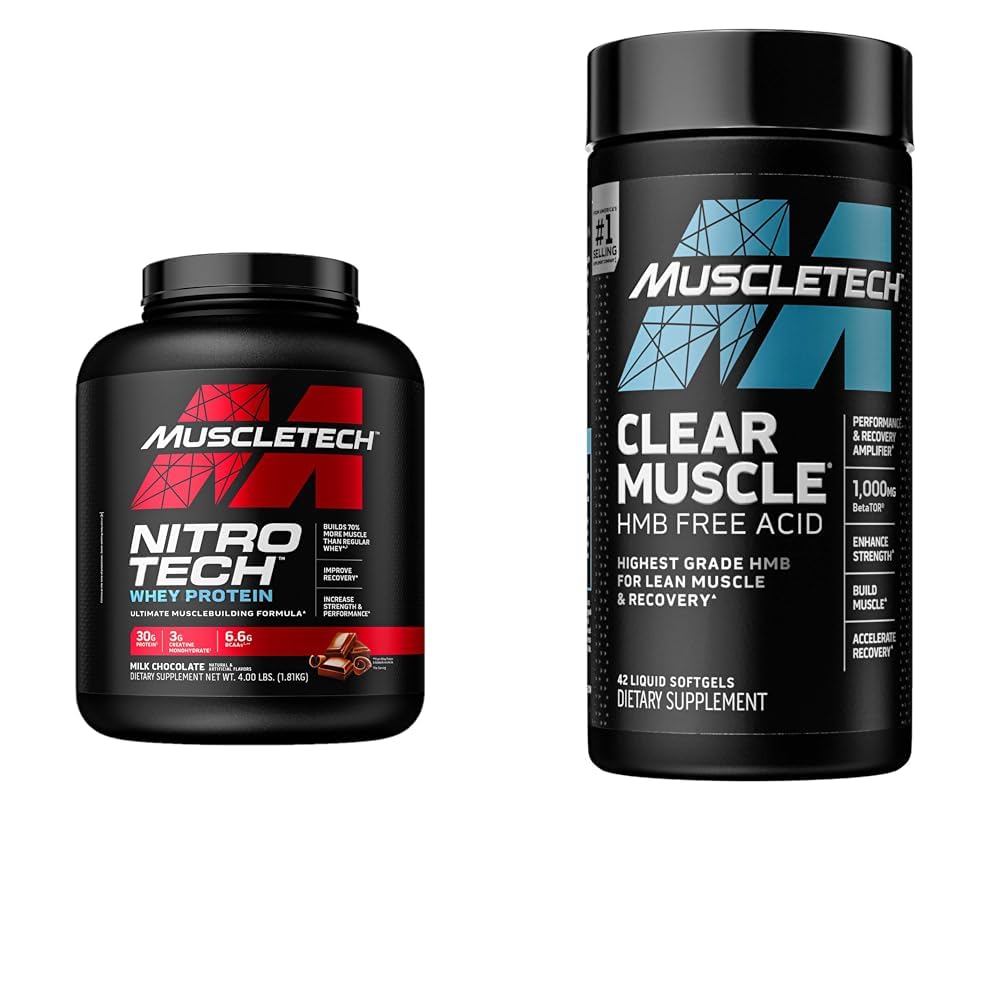 Muscletech Whey Protein Powder Nitro- Tech Whey Protein Isolate & Peptider & Clear Muscle Post Workout Recovery