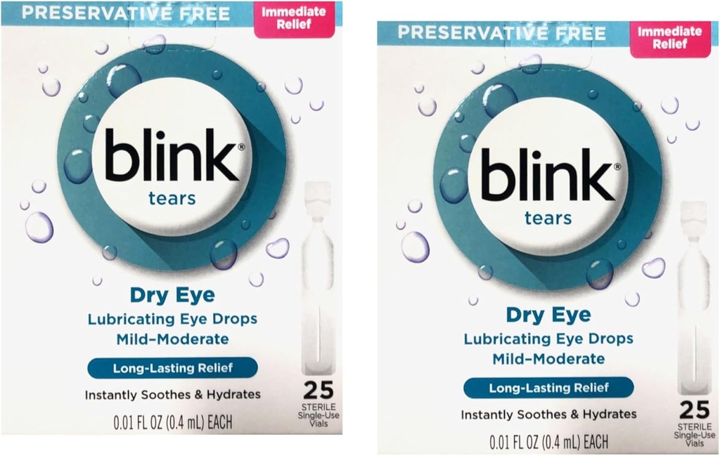 Blink Tårer Konserveringsfri Smørende Eye Drops 25 ct 0,01 fl oz EA (0,4 ml EA) (Pack of 2)