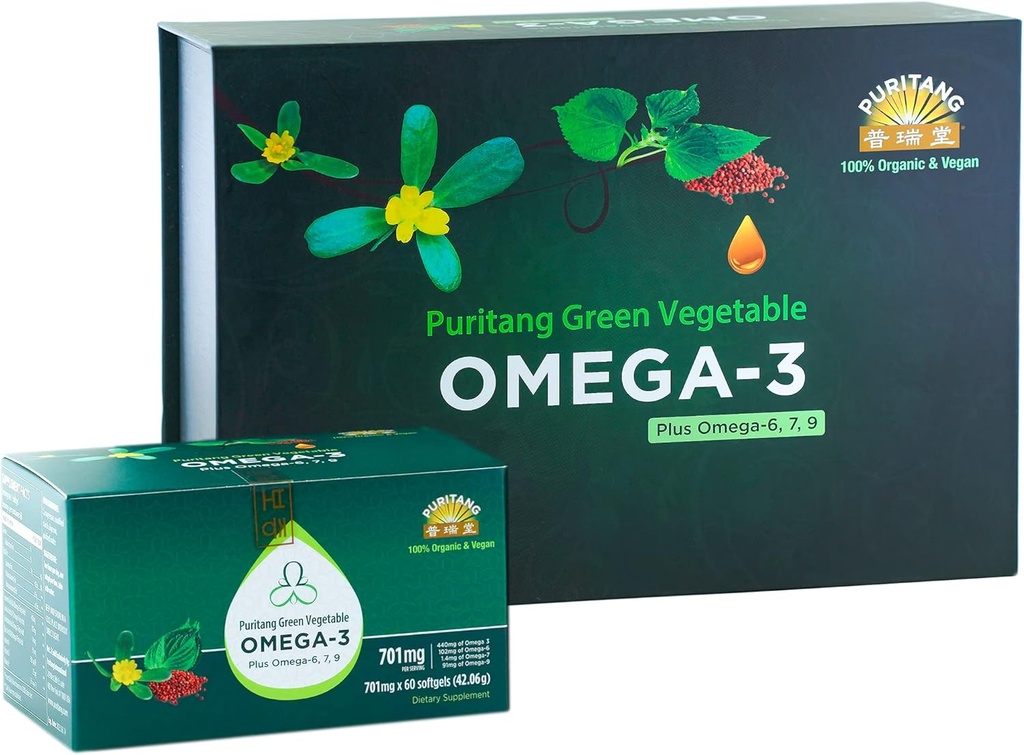 Grøn Vegetabilsk Omega 3 Plus Omega 6,7,9, Lavet af Purslane og Perilla Frø. Det indeholder over 61% koncentration af ALA Omega 3- Den højeste mulige uden kemiske tilsætningsstoffer