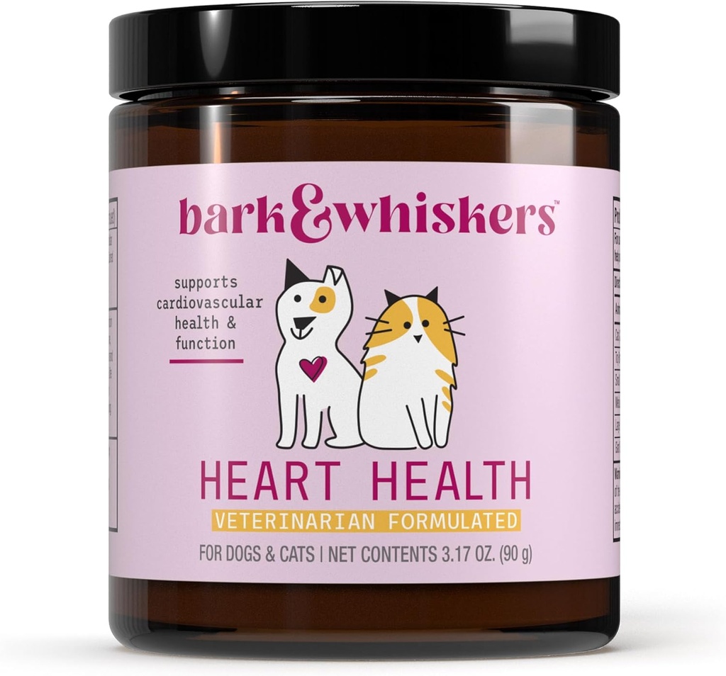 Bark & Whiskers Heart Health for Dogs & Cats, 3.17 oz. (90g), 90 Scoops, Cheddar Cheese Flavor, Understøtter hjerte-kar sundhed og funktion, Veterinarian Formuleret, Non- GMO, Dr. Mercola