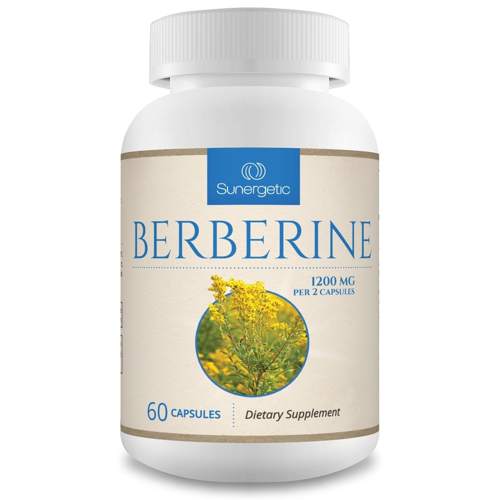 Sunergetic Premium Berberine Supplement - 1200mg Per Serving - Berberine HCL Supplement Non- GMO - immunsupport- 60 kapsler