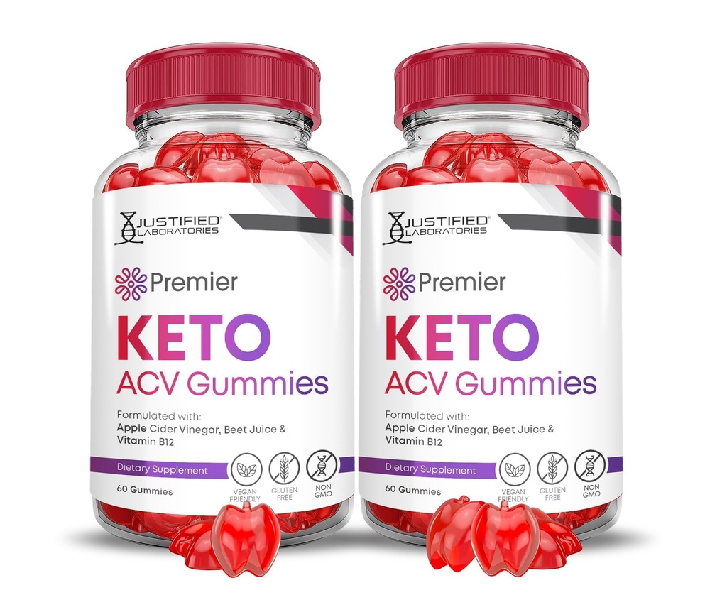(2 Pack) Premier Keto ACV Gummies Premier Keto Gummies Advanced 1000MG Apple Cider Vinagar Formuleret med Pomegranat Beet Juice Powder B12 Vegan Non GMO 120 Gummys