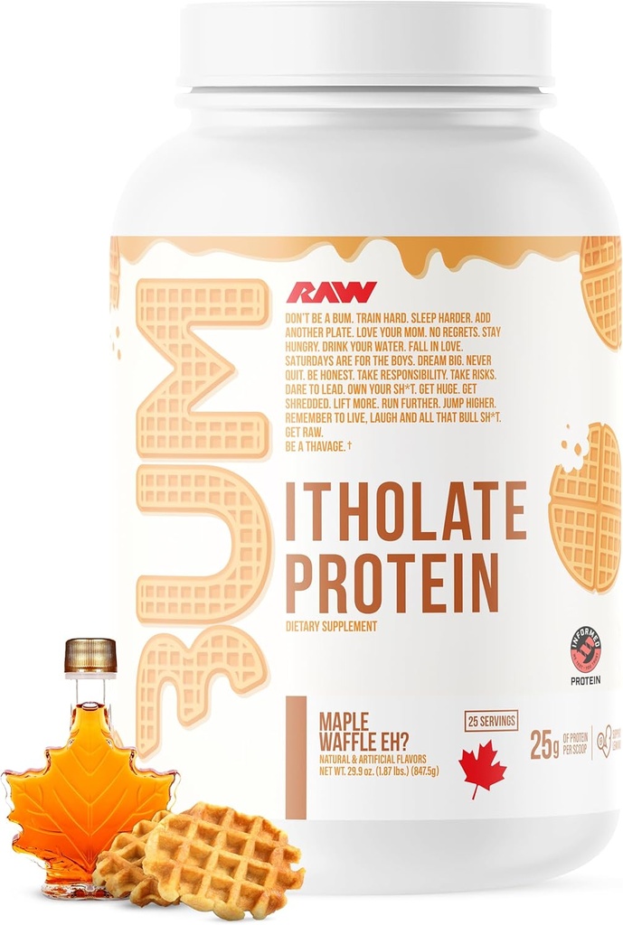 RAW Whey Isolate Protein Powder, Maple Waffle Eh? (CBUM Itholate) - 100% Grass-Fed Sport Nutrition Powder for Muscle Growth & Recovery - Low- Fat, Low Carb, naturligt smag - 25 Servere