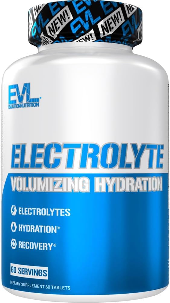 Evlution Nutrition Volumizing Electrolyte Hydration Tablets - Rapid Rehydration Supplement - Recharge and Recover - Contains 8 Key Electrolytes - Vegan, Gluten-Free, and Keto Friendly - 60 Servings