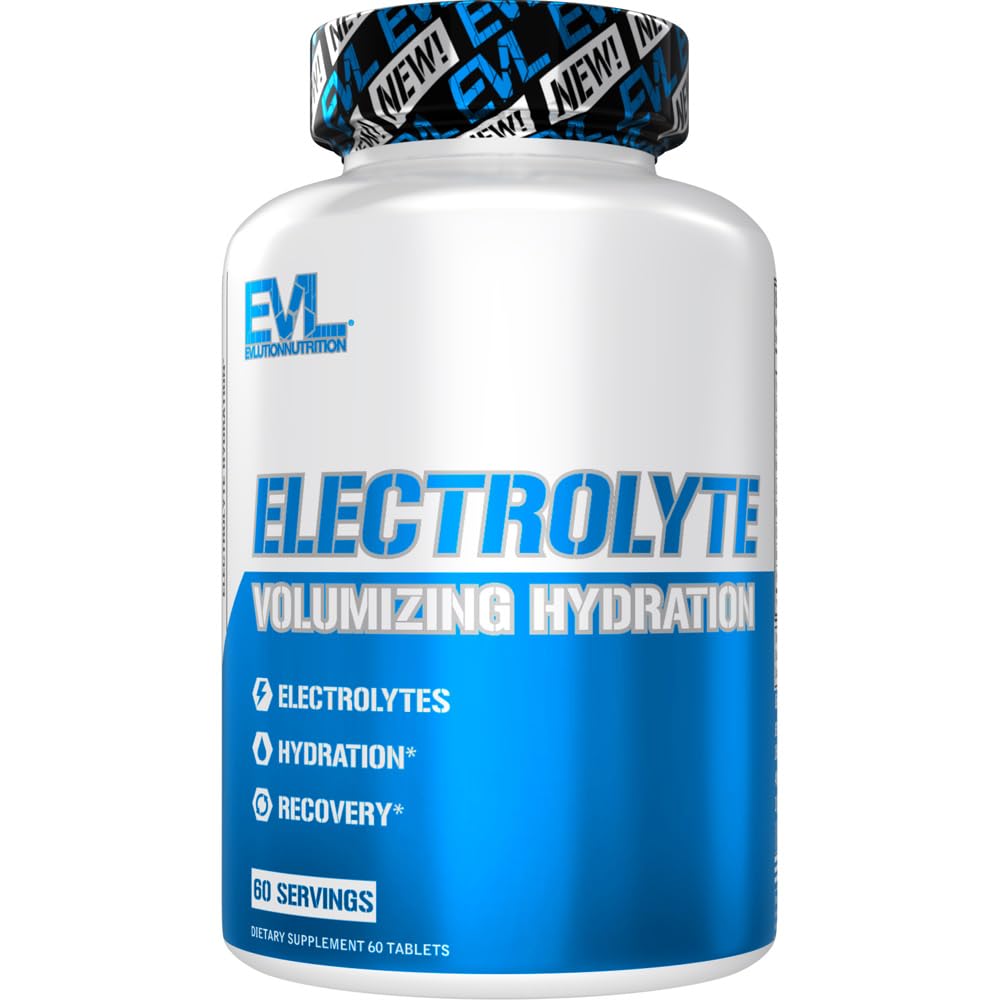 Evolution Nutrition Volmizing Electrolyte Hydration Tablets - Rapid Rehydration Supplement - Genopret og gendanne - Indeholder 8 Key Electrolytes - Vegan, Gluten- Free, og Keto Friendly - 60 Serveringer