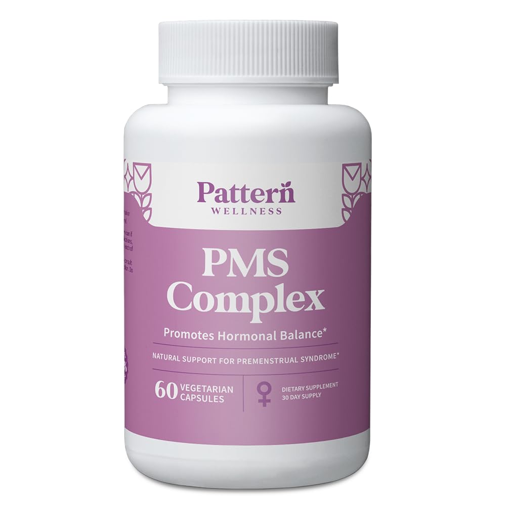 Mønster Wellness PMS Complex - Månedlig cyklus Wellness Support - med vitamin B6, Magnesium & Herbal Ekstrakter - 60 Veganske kapsler
