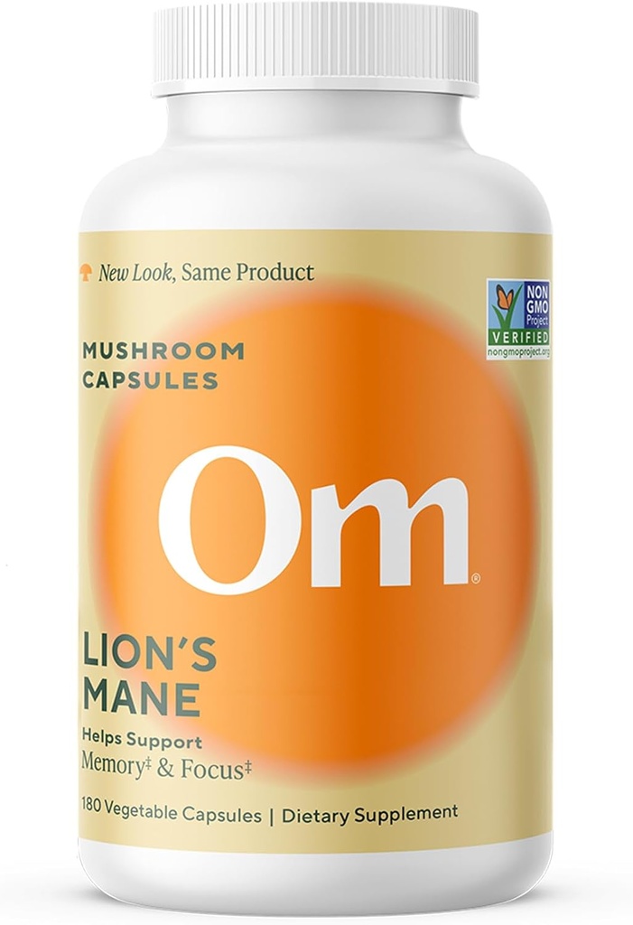 Om Lions Mane Mushroom Capsules - Organic Mushroom Supplement og Nootrop - Hjernetilskud til hukommelse og fokus, 180 Greve (60 Servere)