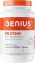 Genius Protein Powder, Vanilla - Dual Protein Blend med forbedret Whey Isolate & Natural Egg White for Lean Muscle Building for Mænd & Kvinder - Grass- Fed Pre & Post Workout Meal udskiftning Shake